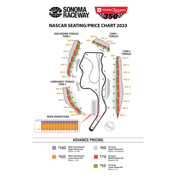 NASCAR Seating/Pricing Map
